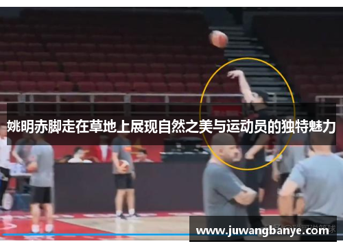 姚明赤脚走在草地上展现自然之美与运动员的独特魅力